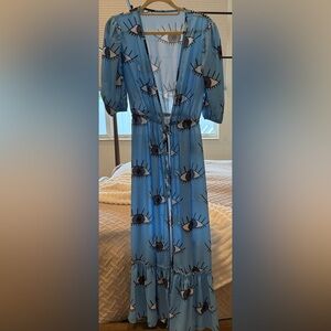 Blue Eye Print Sheer Dress duster coverup